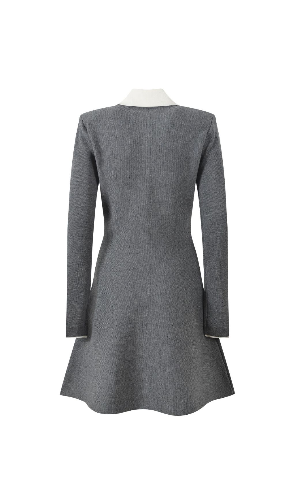 Hélio Chic Grey Knit Sweater Mini Dress with Peter Pan Collar