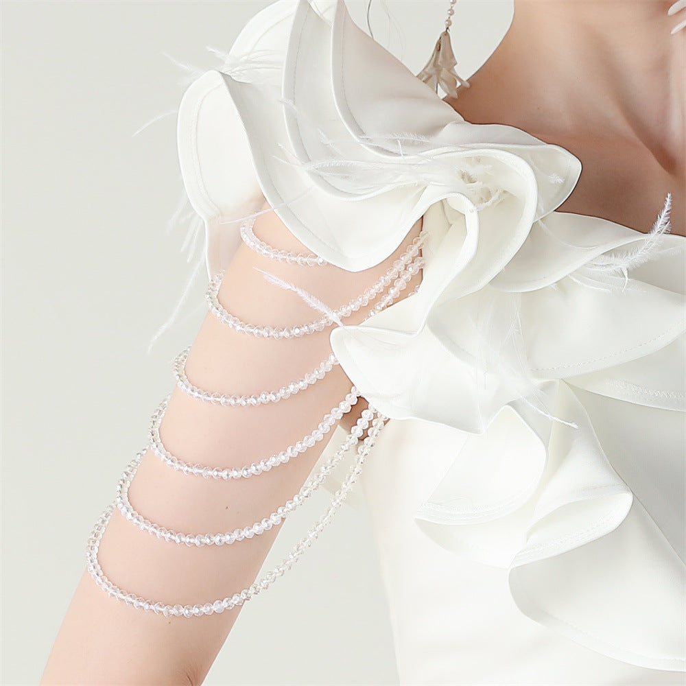 Ijlal Glamorous White One-Shoulder Ruffle Slit Maxi Dress | Elegant Formal Gown