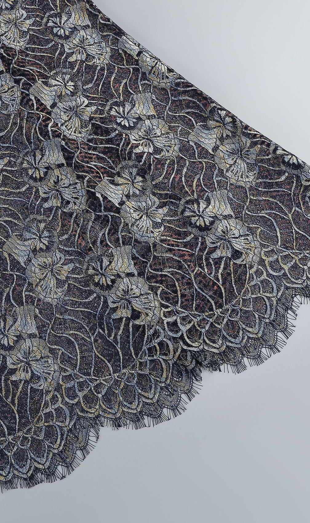 Javion Enchanting Strapless Floral Lace Gown with Opera Gloves