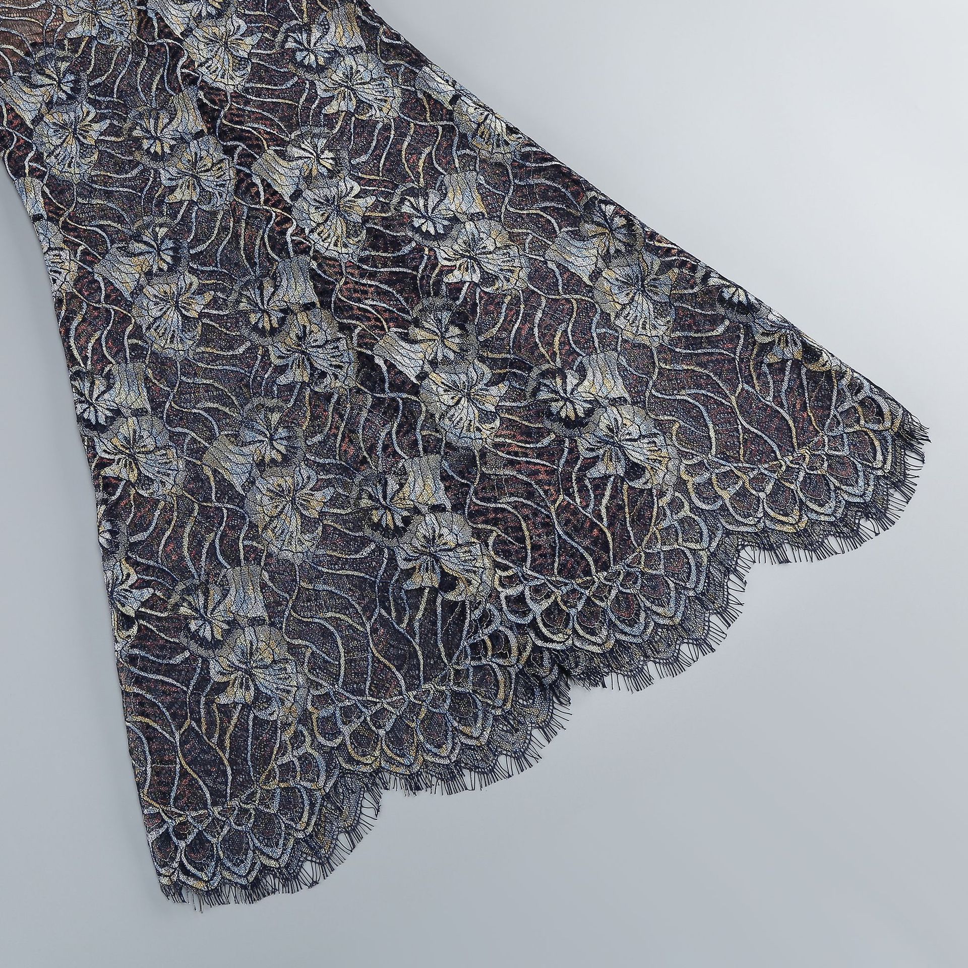 Javion Enchanting Strapless Floral Lace Gown with Opera Gloves