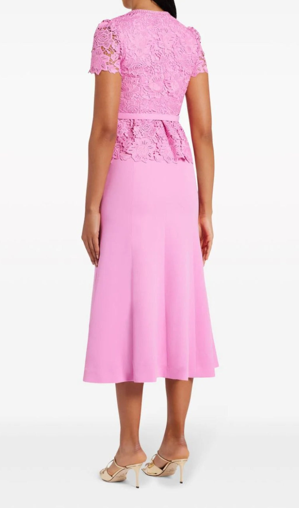Aloha Pink Lace Tailored Midi Dress