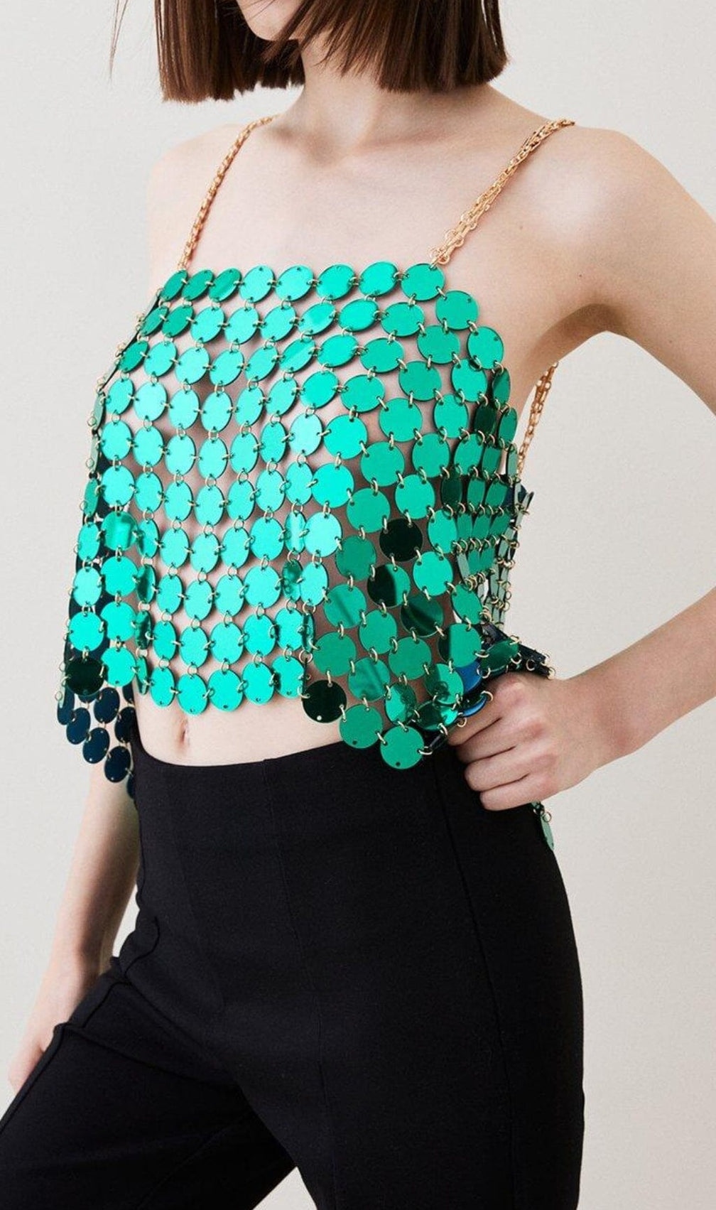Mirrored Disc Crop Top In Green