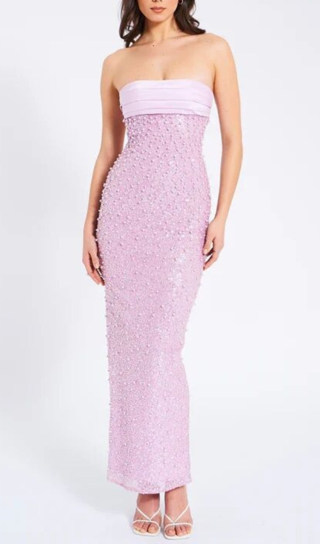 Alazne Purple Sequin Pearl Maxi Dress