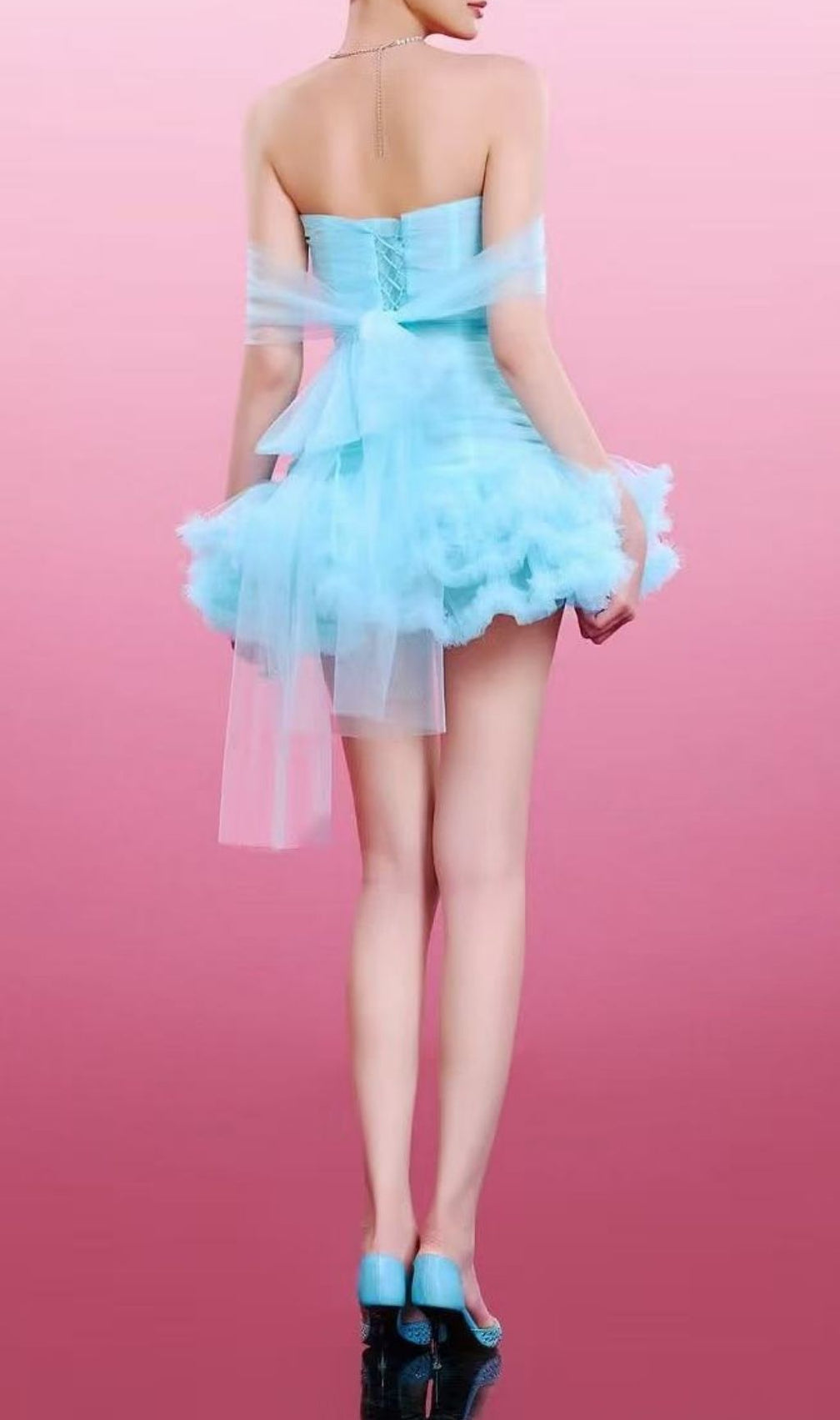 Kelly Off-Shoulder Mesh Ruffle Mini Dress - Glamorous & Playful Party Style