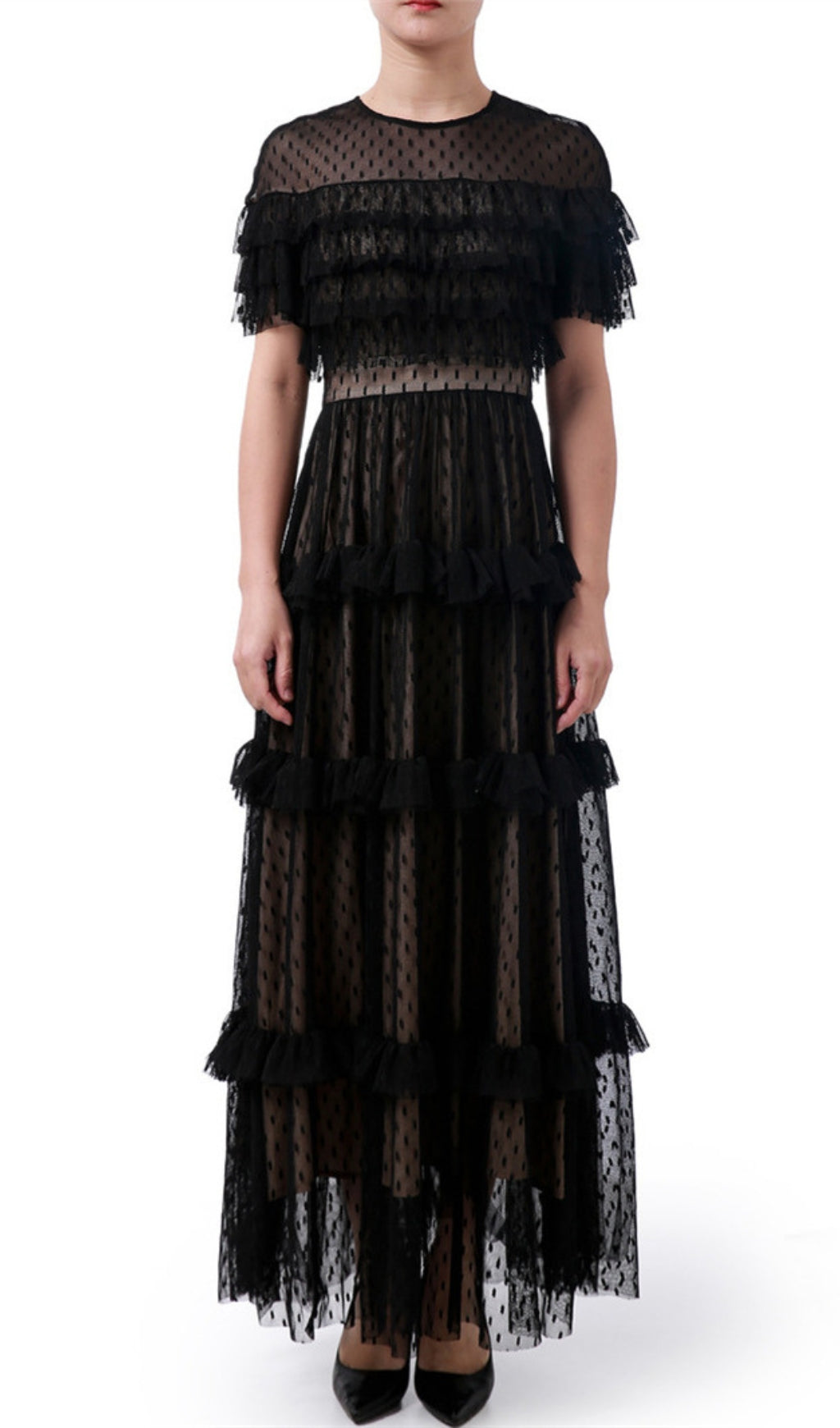 Dyan Black Mesh Maxi Dress