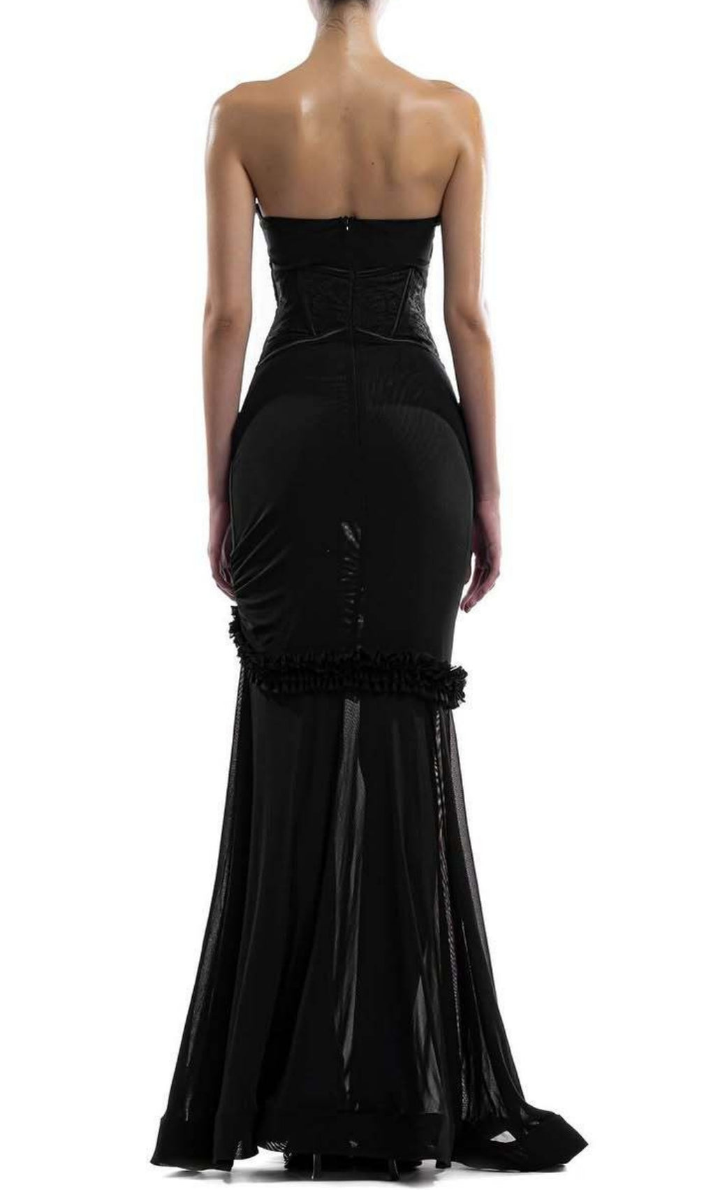Evren Black Strapless Corset Maxi Dress