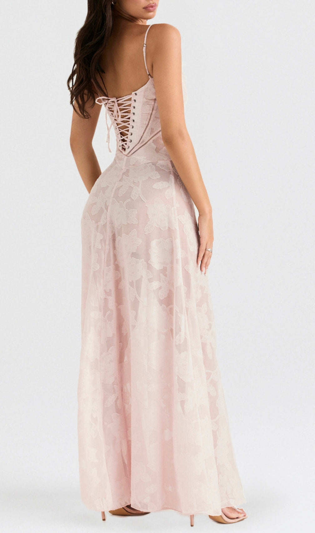 Billie Pink Floral Lace Back Maxi Dress