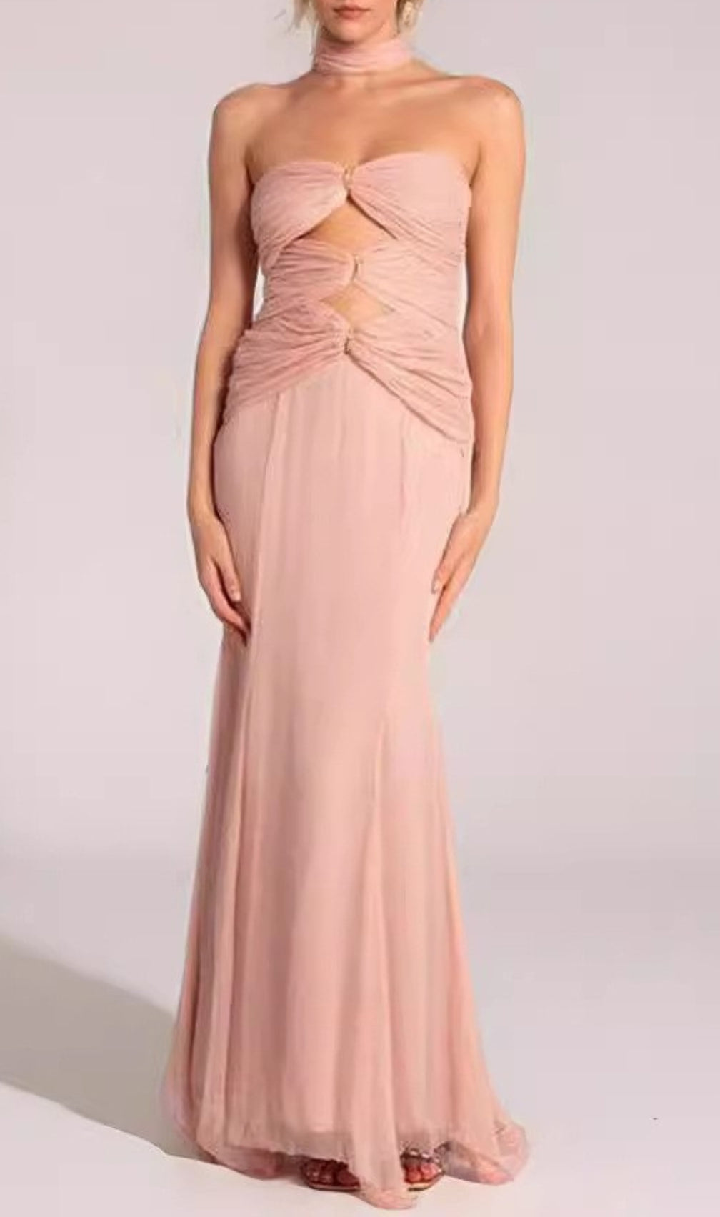Drosera Pink Strapless Maxi Dress