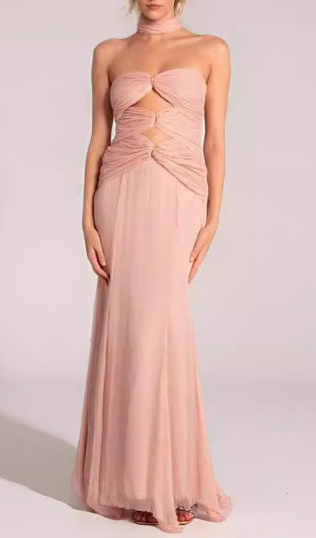 Drosera Pink Strapless Maxi Dress