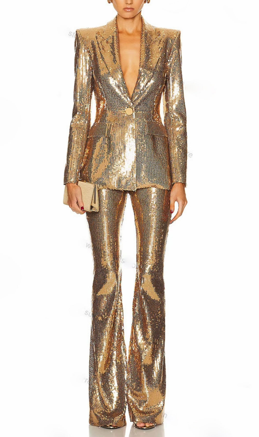 Egle Gold Sequin Blazer & Pants