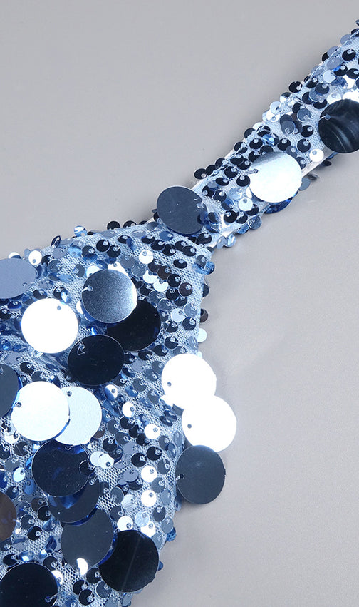 Izak "Celestial Blue" Sequin Strappy Maxi Gown - Gala Ready