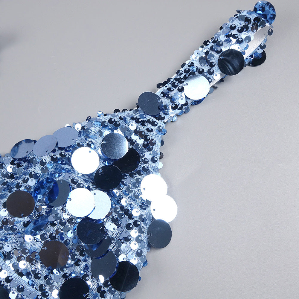 Izak "Celestial Blue" Sequin Strappy Maxi Gown - Gala Ready