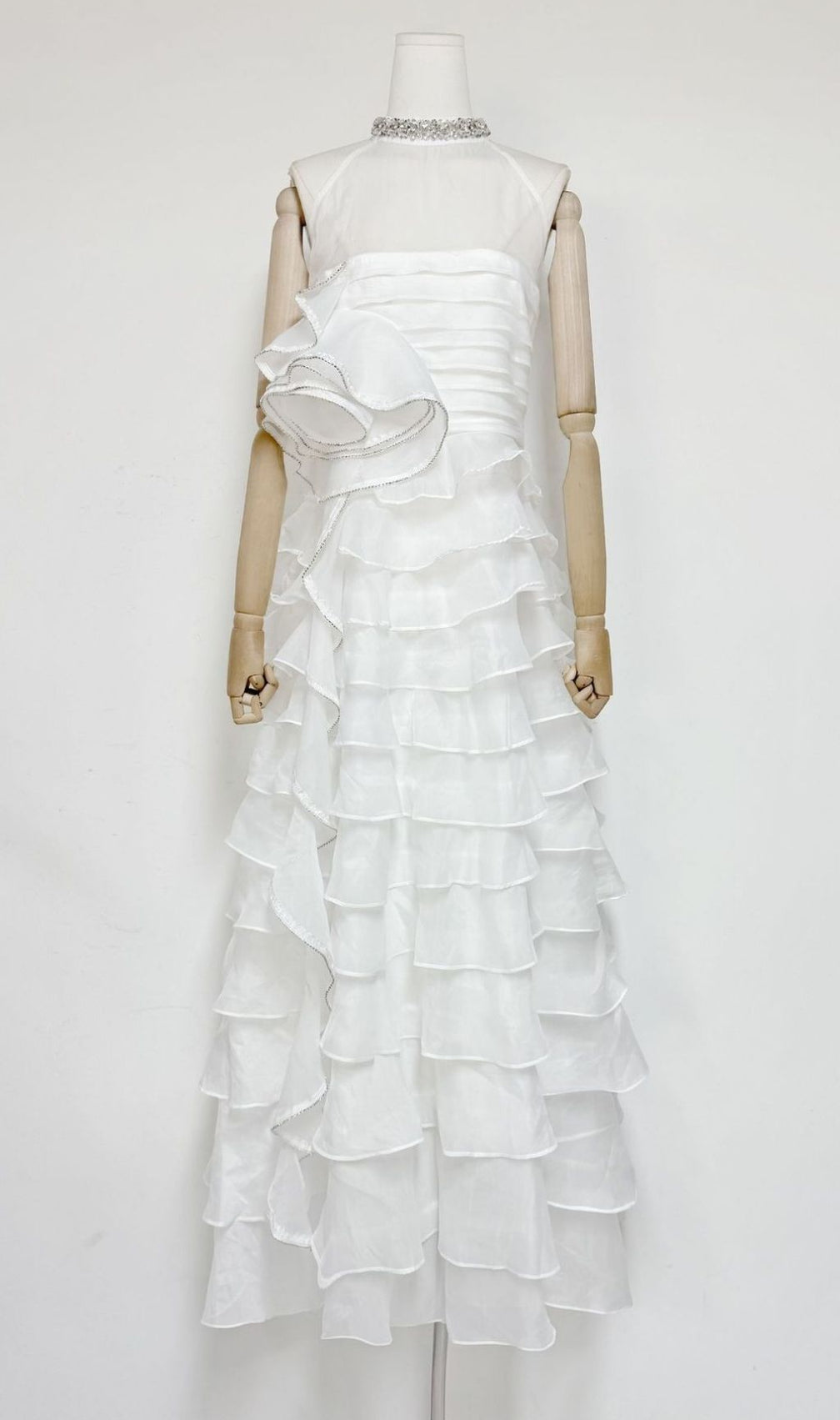 Karinda Diamante Halter Ruffled Maxi Gown - Show-Stopping Formal Dress