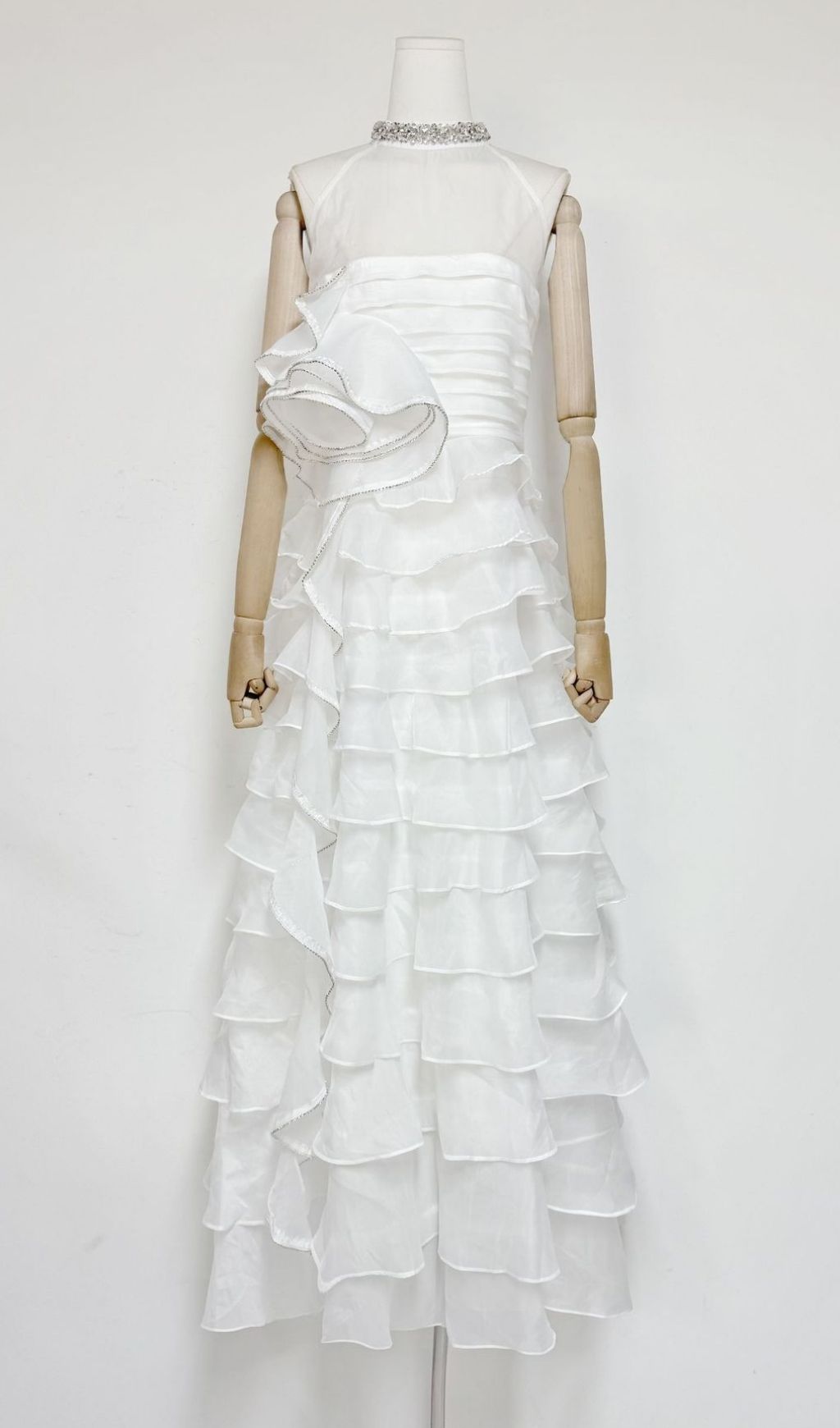 Karinda Diamante Halter Ruffled Maxi Gown - Show-Stopping Formal Dress
