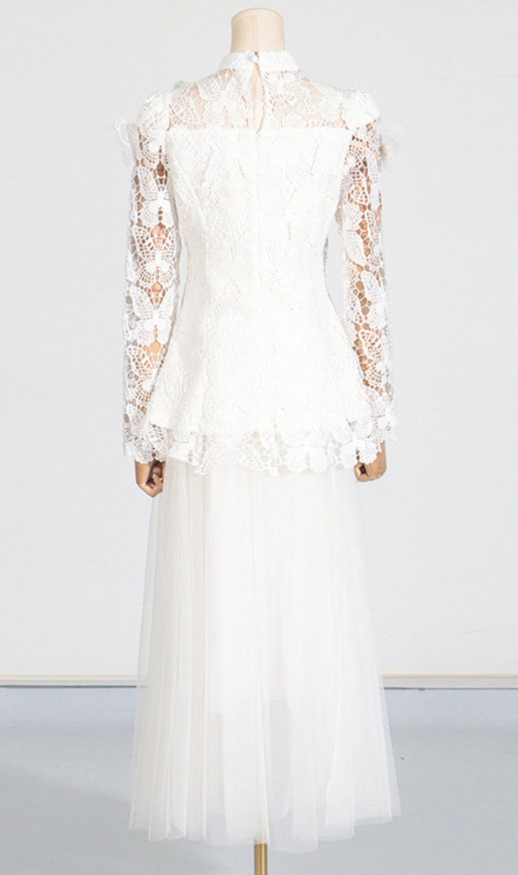 Ceyla Flower Embroidery Mesh Skirt Set