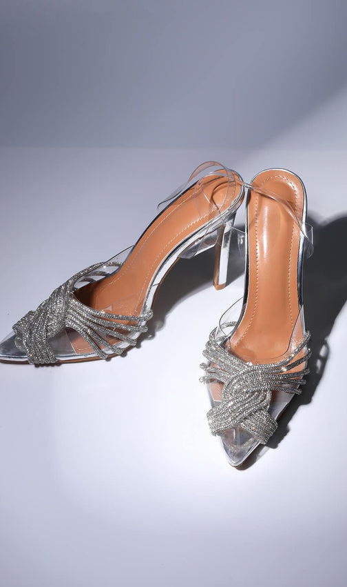 Crystal Embellished Sandals In Silver