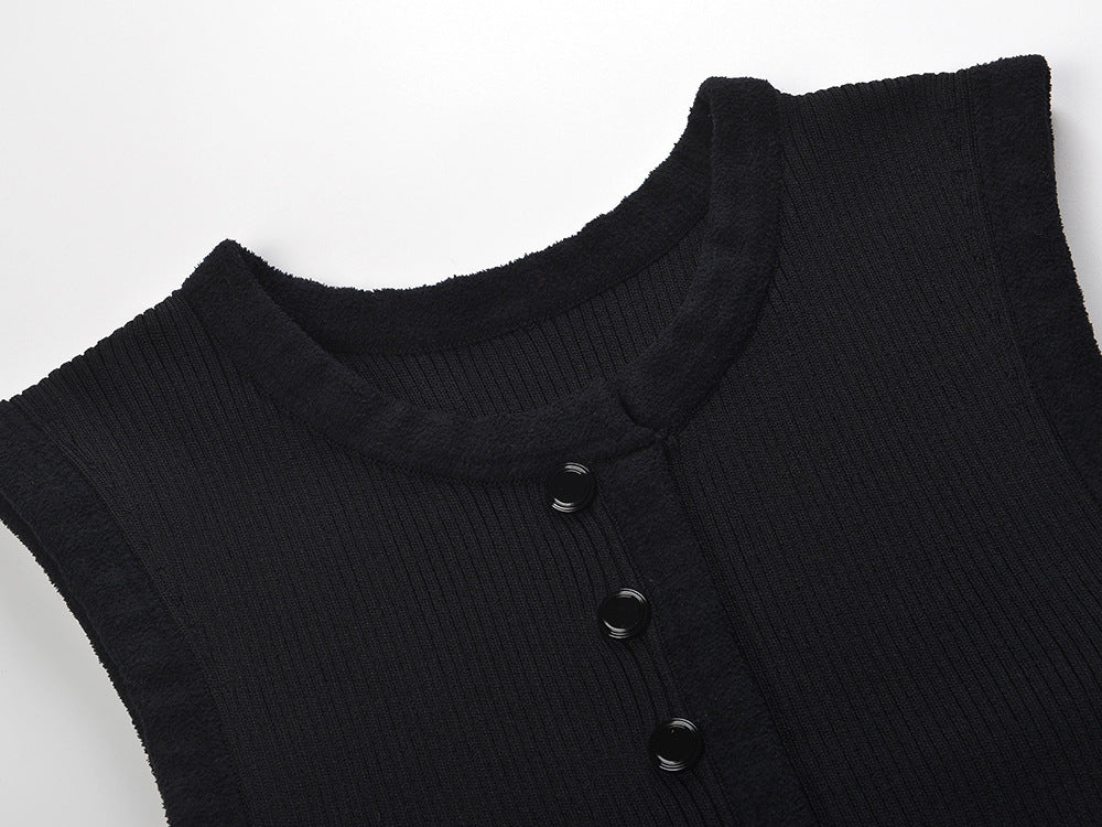 Effortless Chic: Women's Rib Knit Button-Front Mini Dress