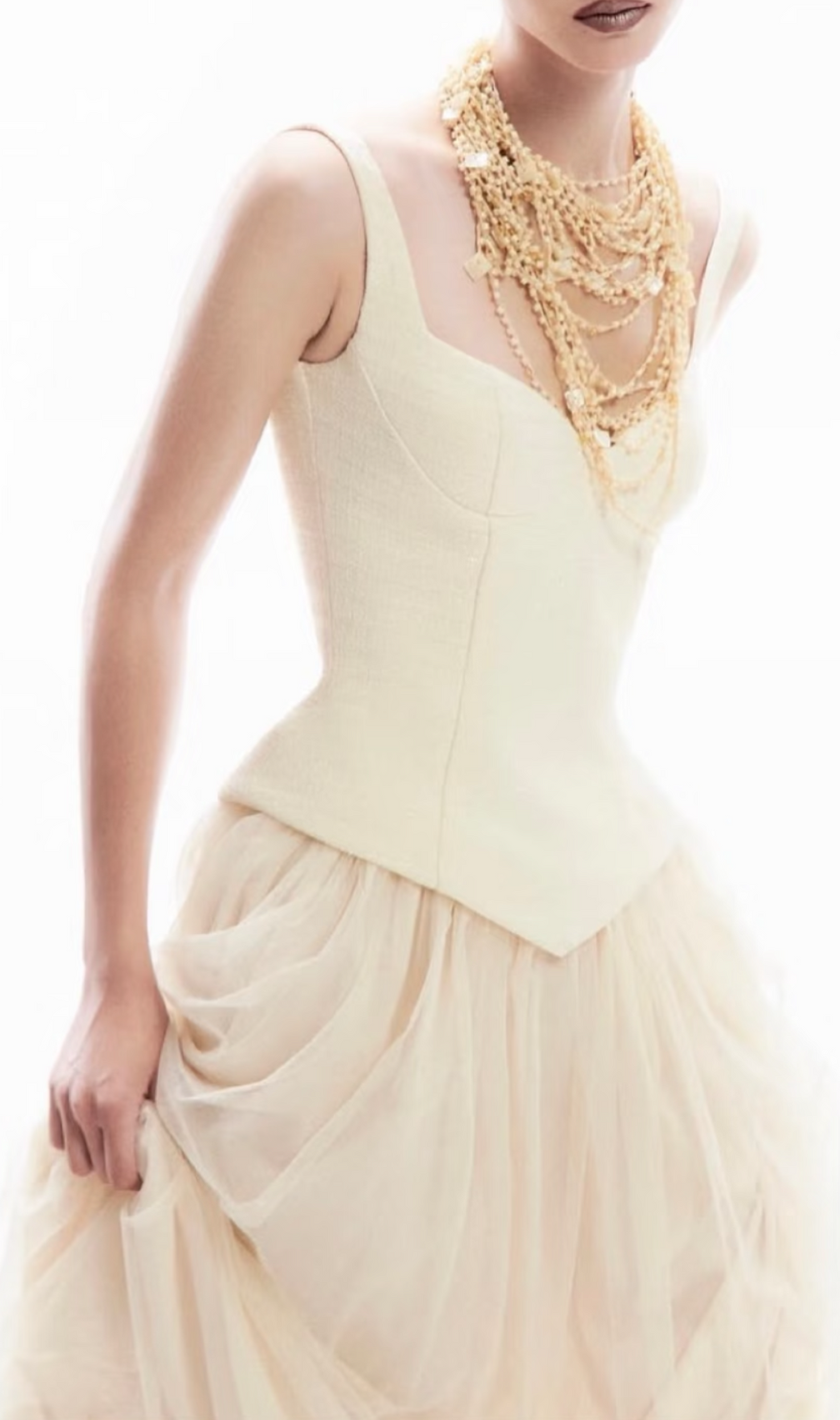 Gallia White Strappy Mesh Maxi Dress