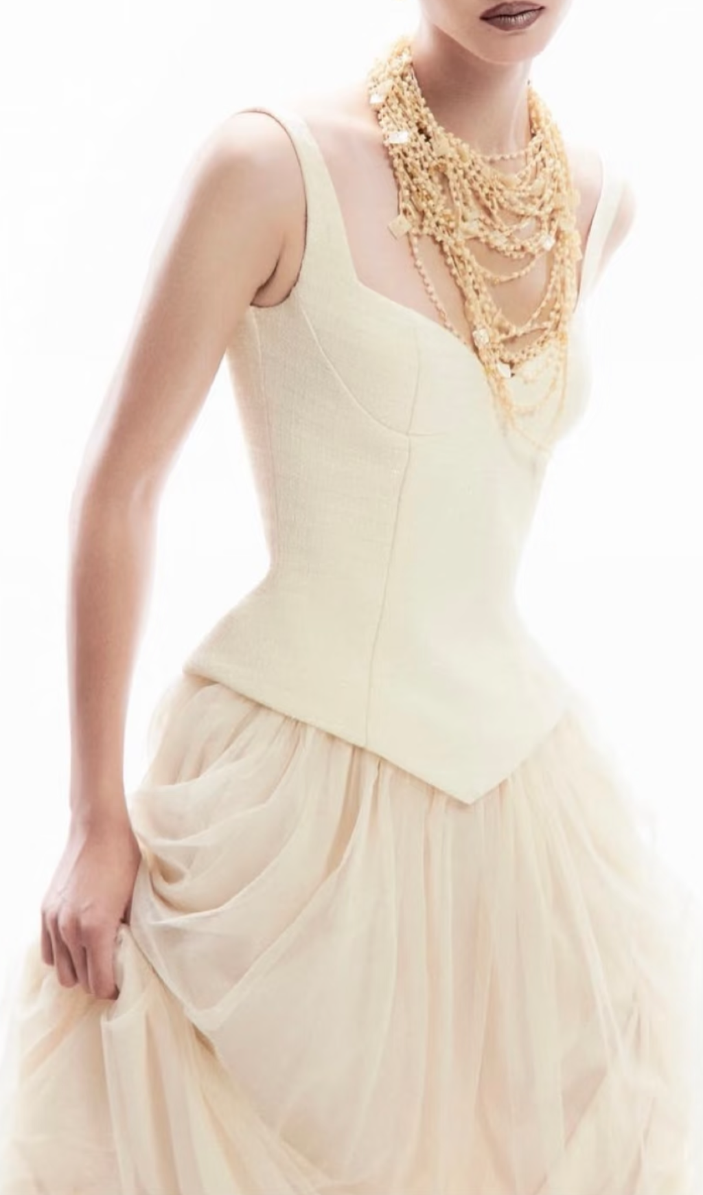 Gallia White Strappy Mesh Maxi Dress