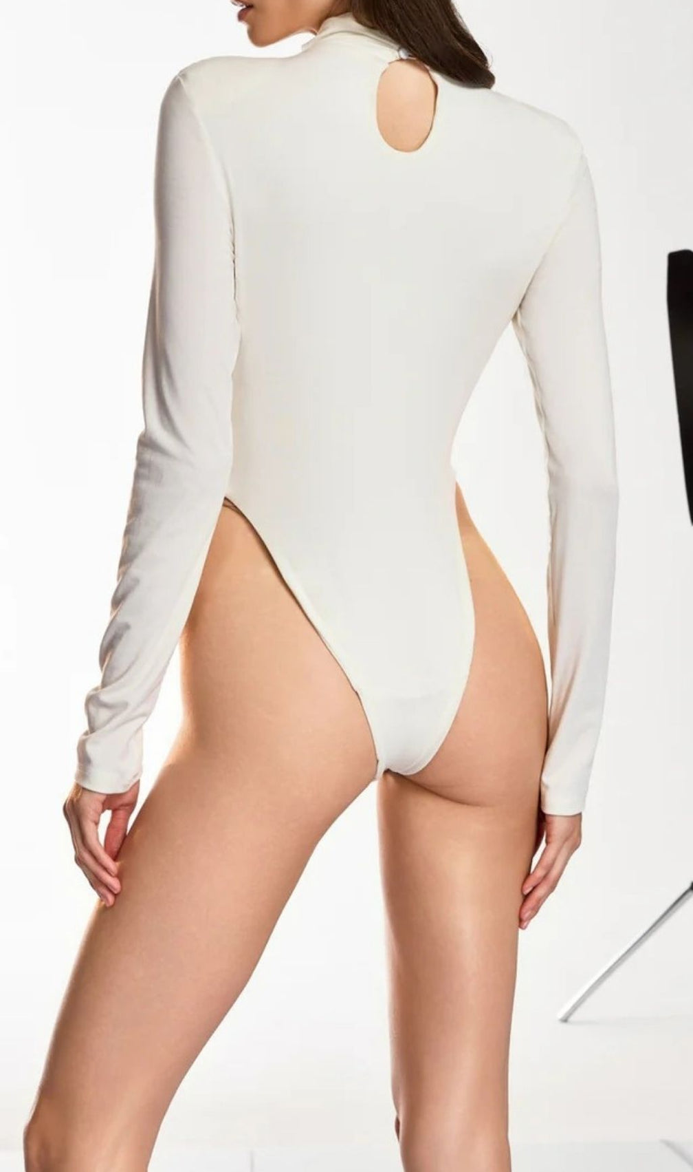Dangela Luxe Draped Deep V Long Sleeve Bodysuit