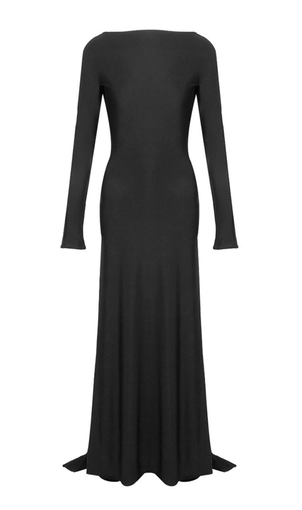 Iiona Black Backless Long Sleeve Maxi Dress: Dramatic & Elegant Evening Gown