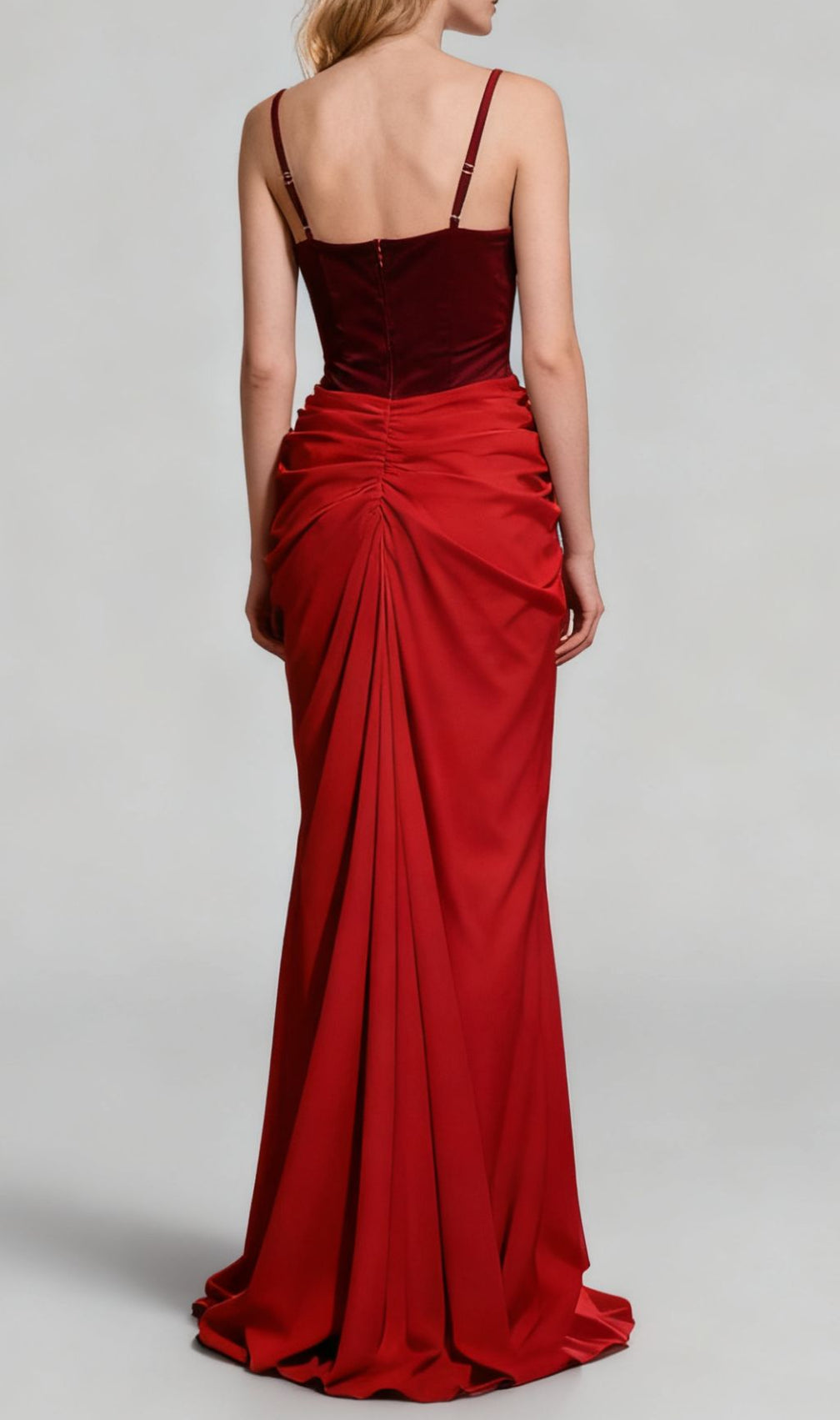 Jette Red Velvet Draped Maxi Gown | Elegant Formal Evening Dress