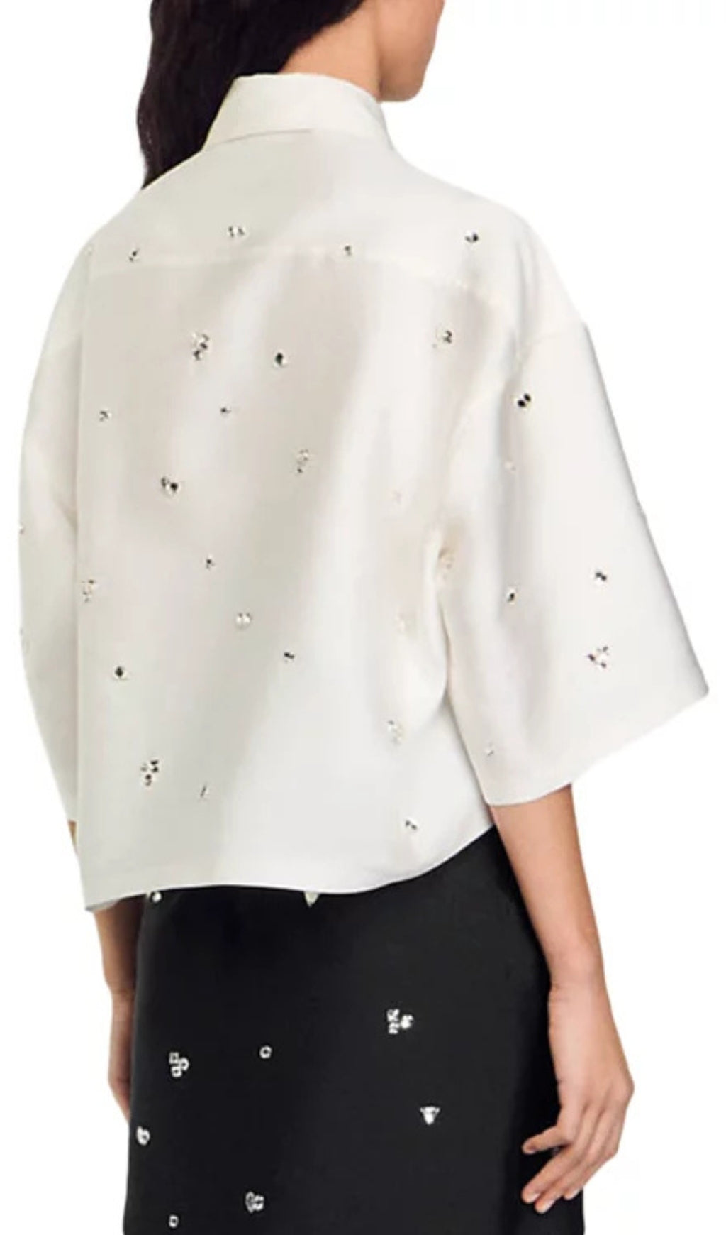 Mentissa Oversized Cropped Embellished Shirt