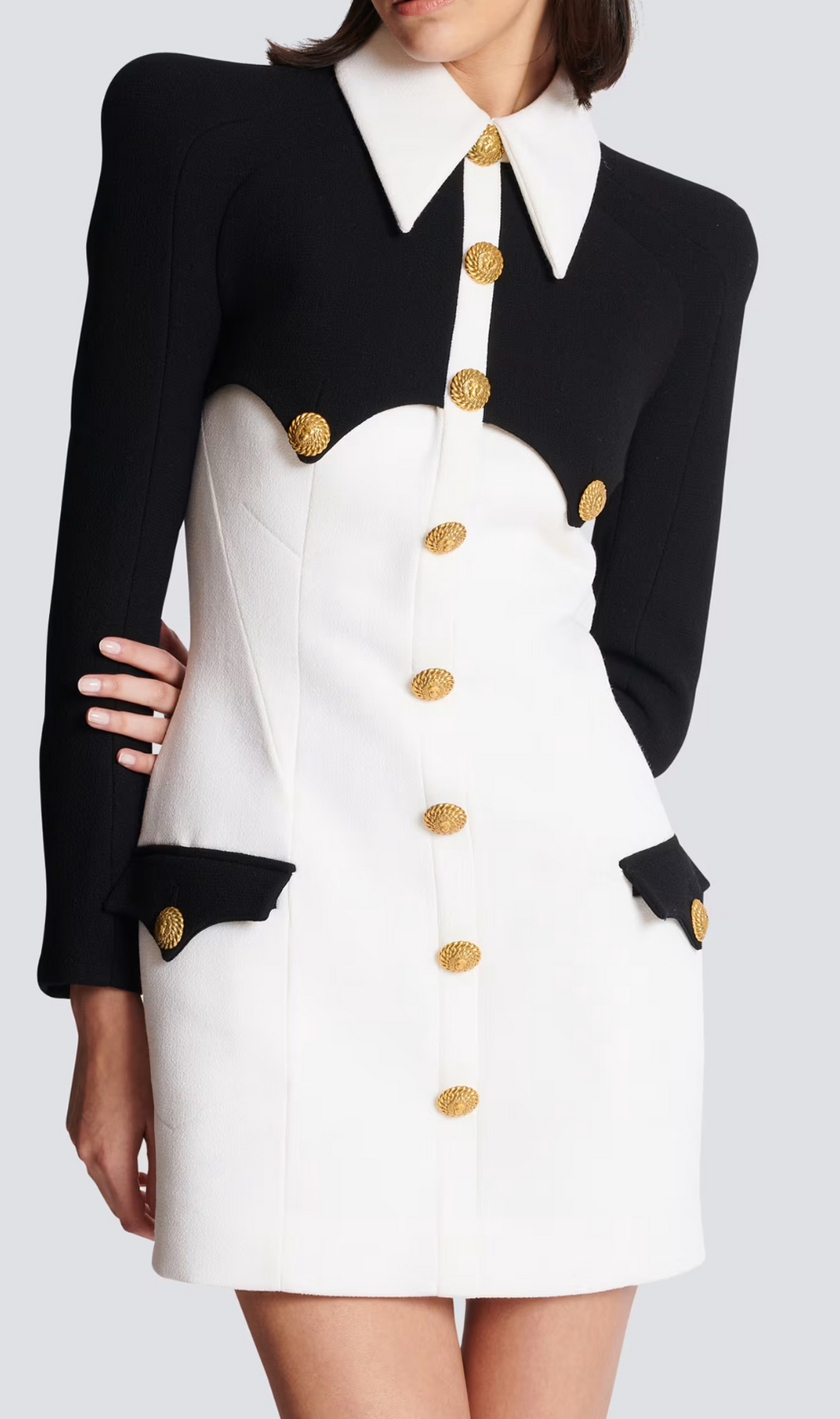 Aleela Short Buttoned Crepe Dress