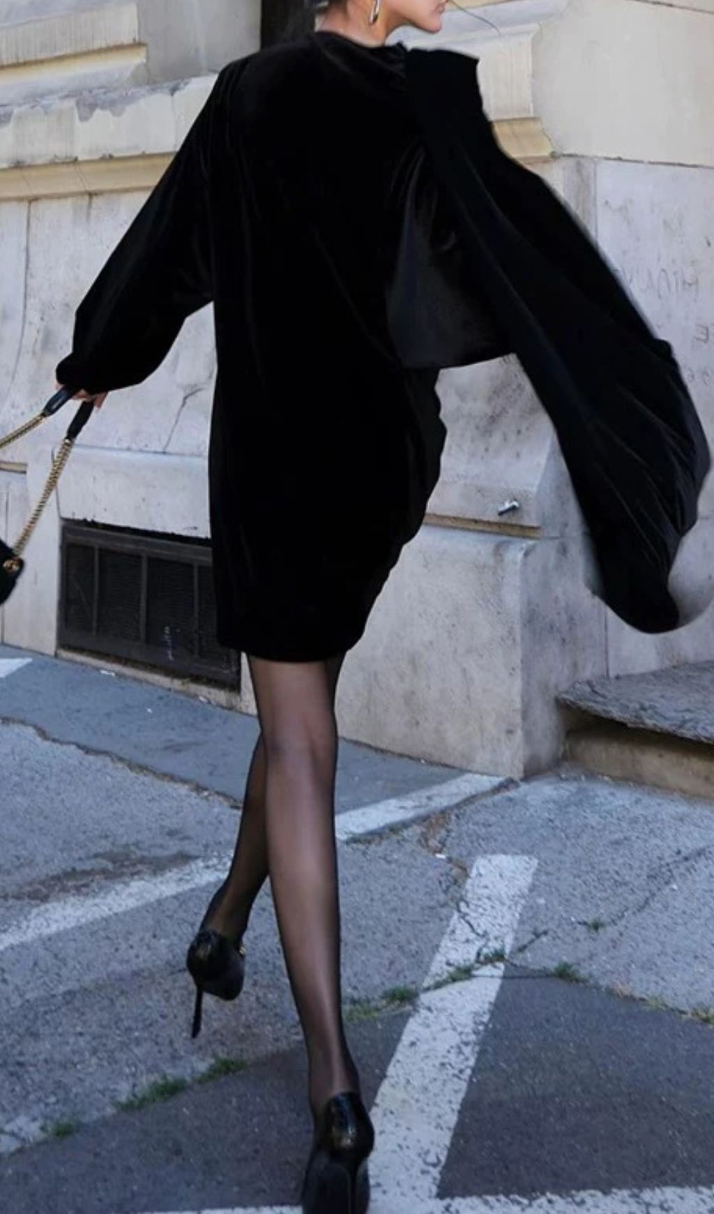 Iram Black Long Sleeve Mini Dress