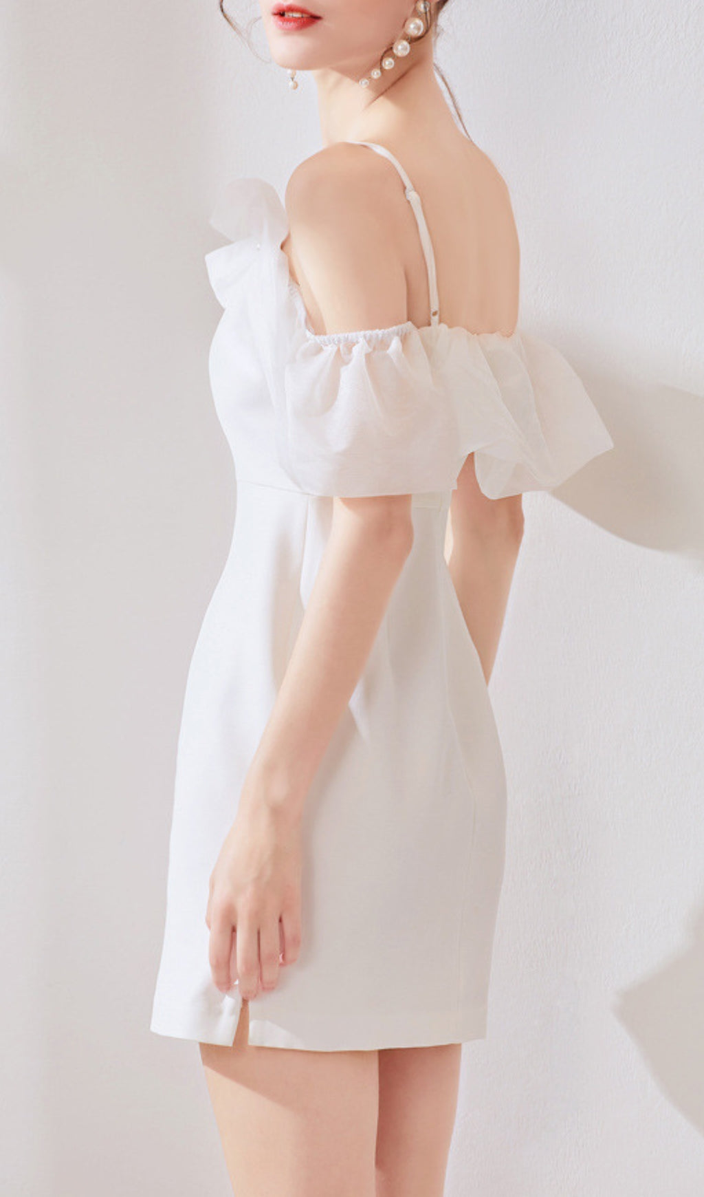 Domitia White Off-Shoulder Mini Dress