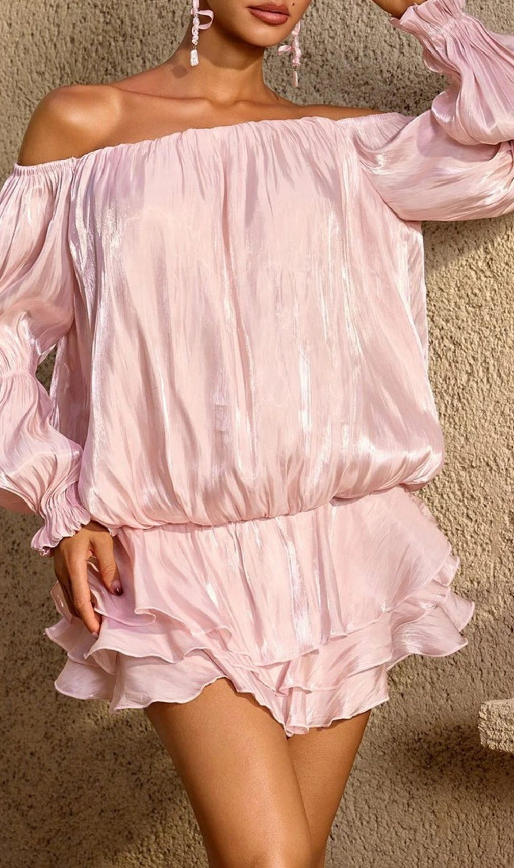 Ryndoric Off Shoulder Ruffle Mini Dress