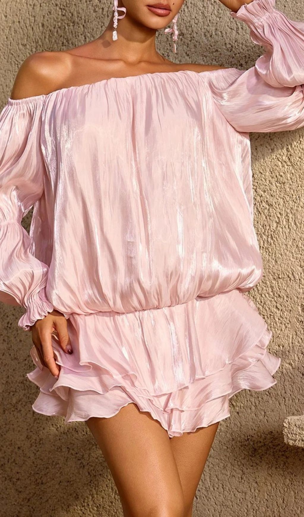 Ryndoric Off Shoulder Ruffle Mini Dress
