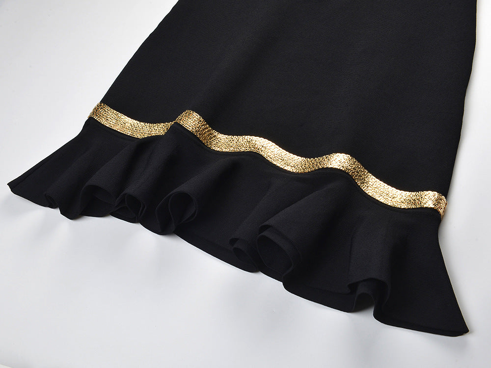 Ophira Metal Chain Trim Knit Short Dress