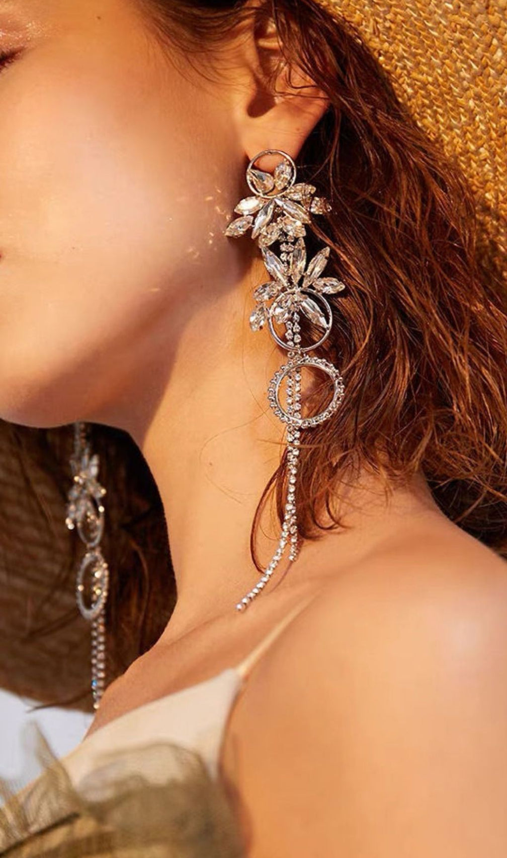 Journi Glamourous Diamante Dangle Earrings | Sparkling Crystal Statement Drops for Women