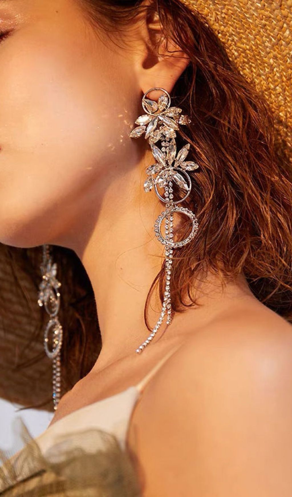 Journi Glamourous Diamante Dangle Earrings | Sparkling Crystal Statement Drops for Women