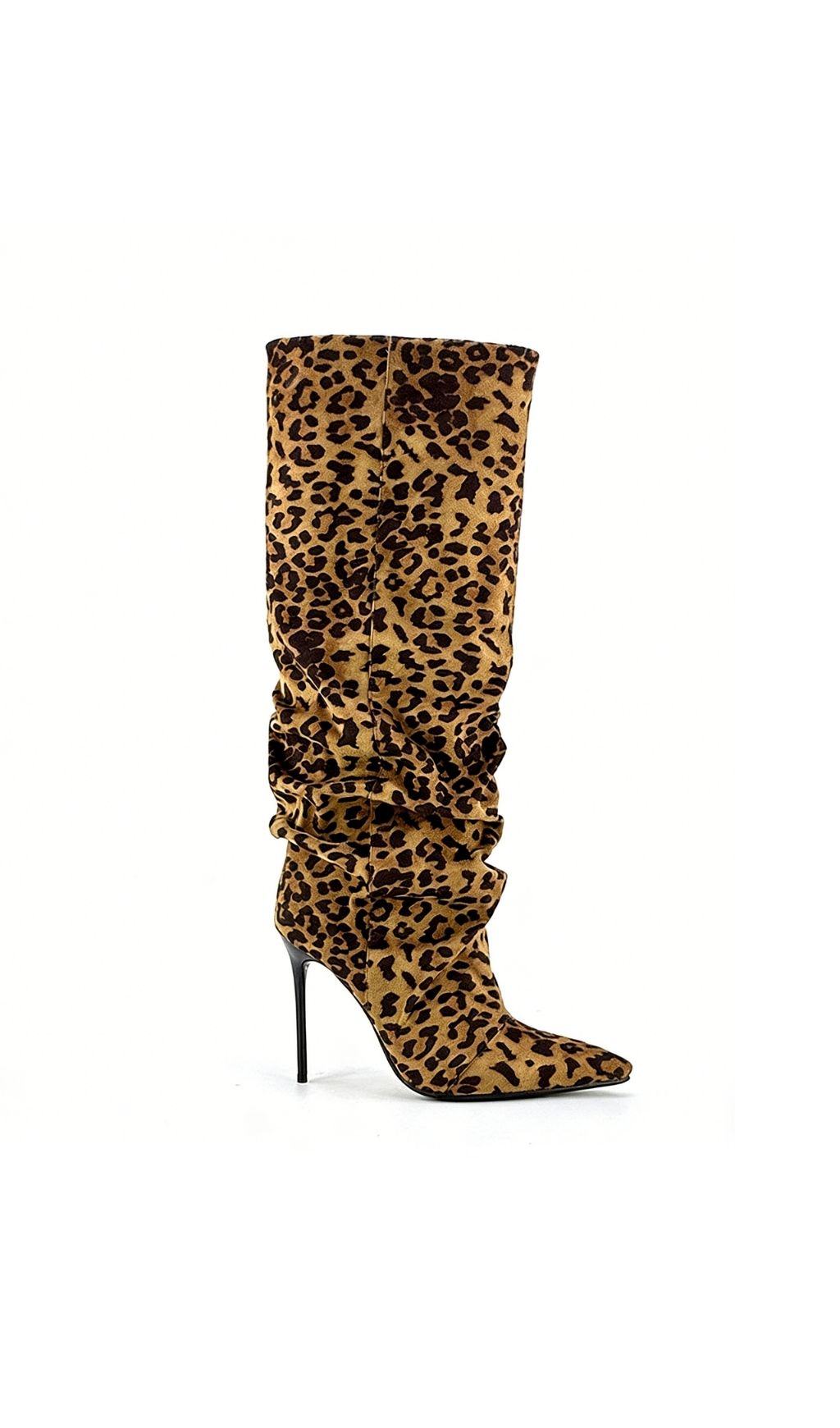 Kasie Leopard Print Slouch Stiletto Knee-High Boots - Women's Glamour