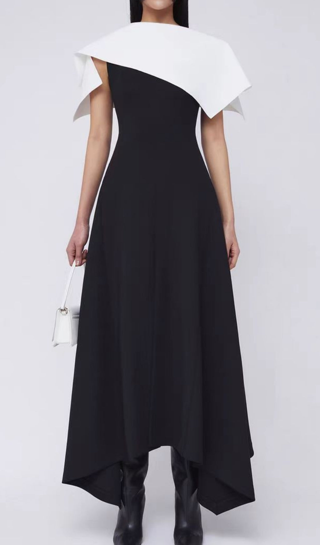 Black Jewel Neck Split Front Sleeveless Backless Midi Dress