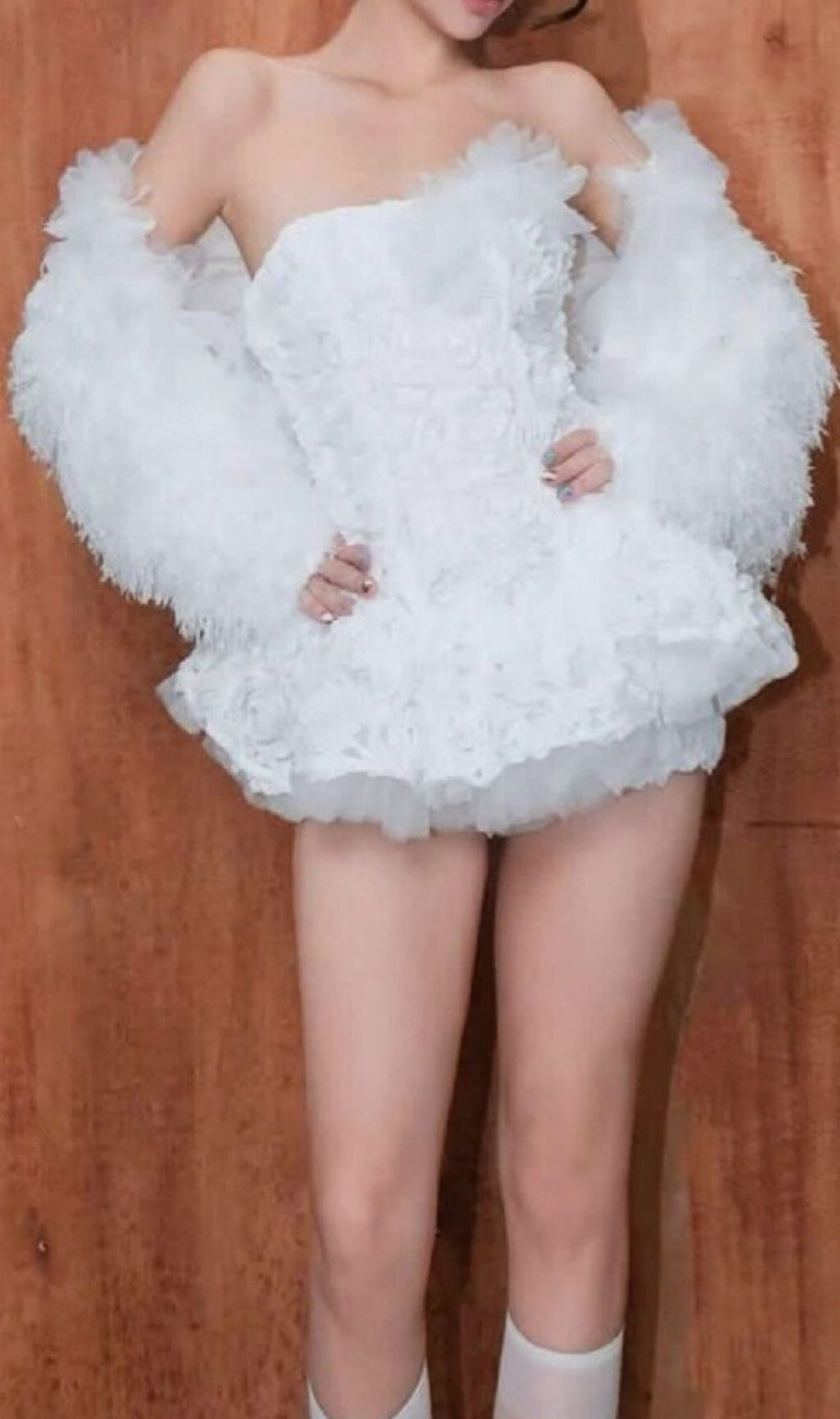 Keisha White Strapless Flower Mini Dress