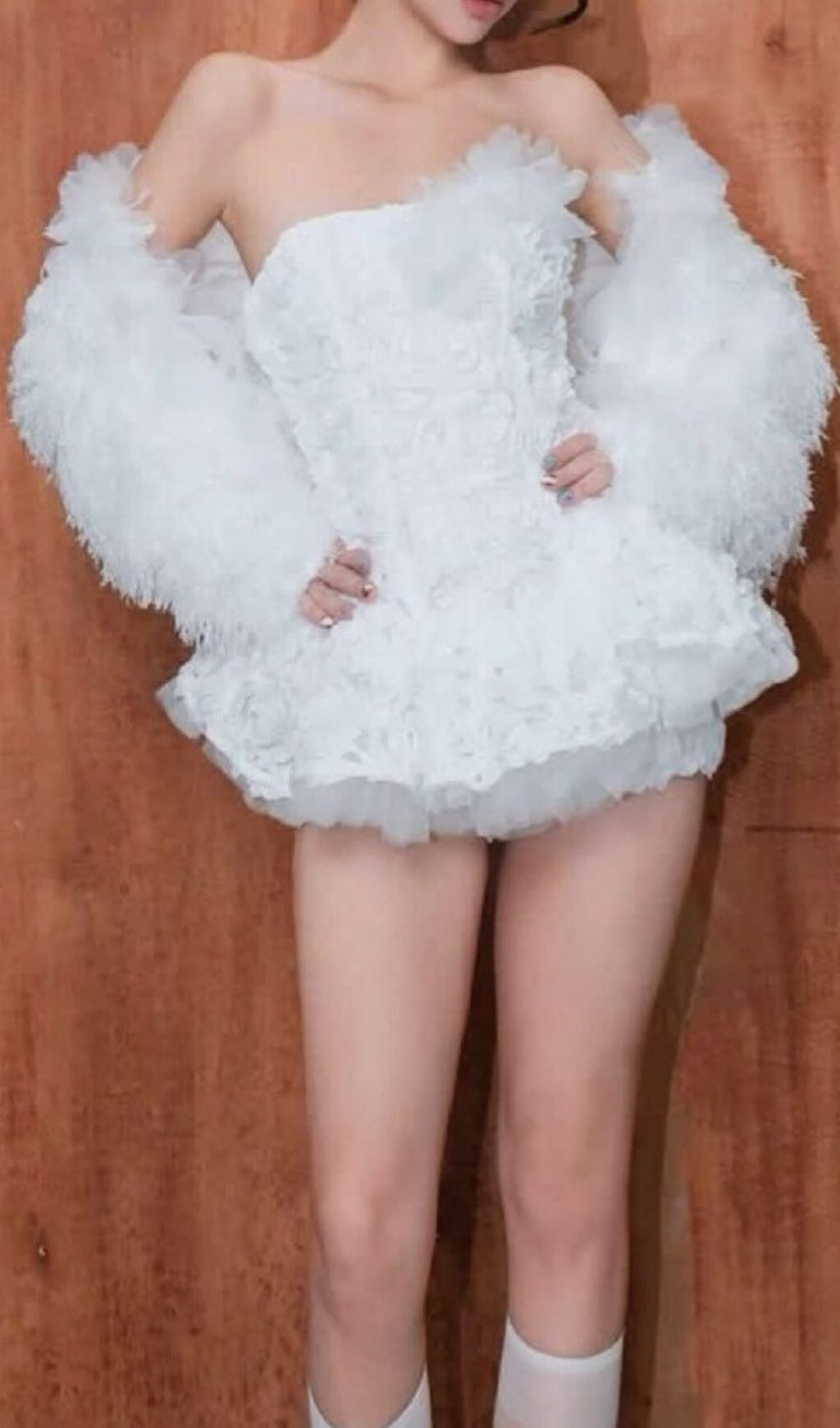 Keisha White Strapless Flower Mini Dress