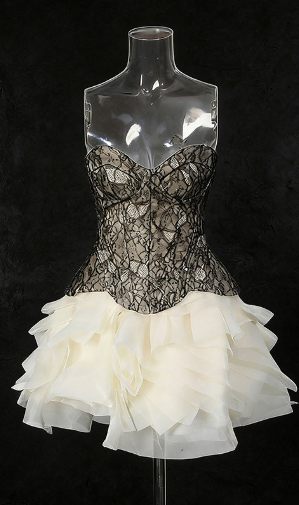 Kaya Lace Bustier Top & Ruffle Mini Skirt Set - Elegant Two-Piece Ensemble