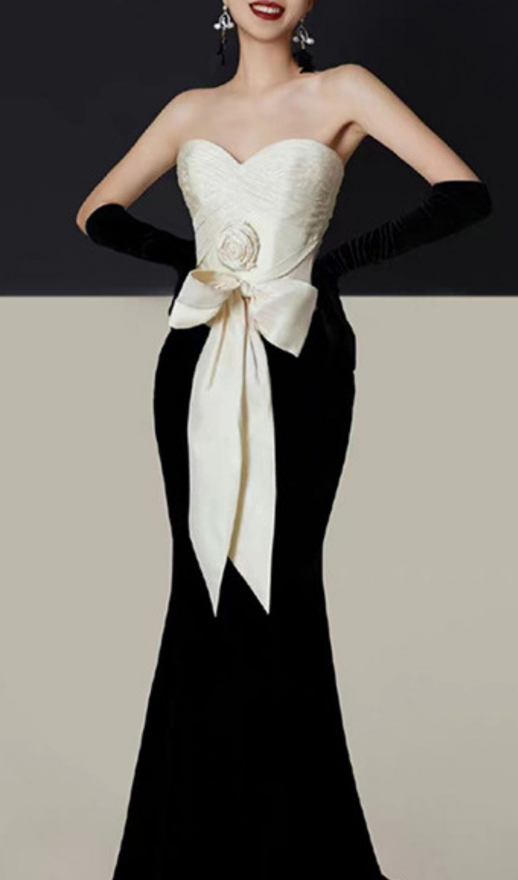 Florent Strapless Flower Bow Maxi Dress