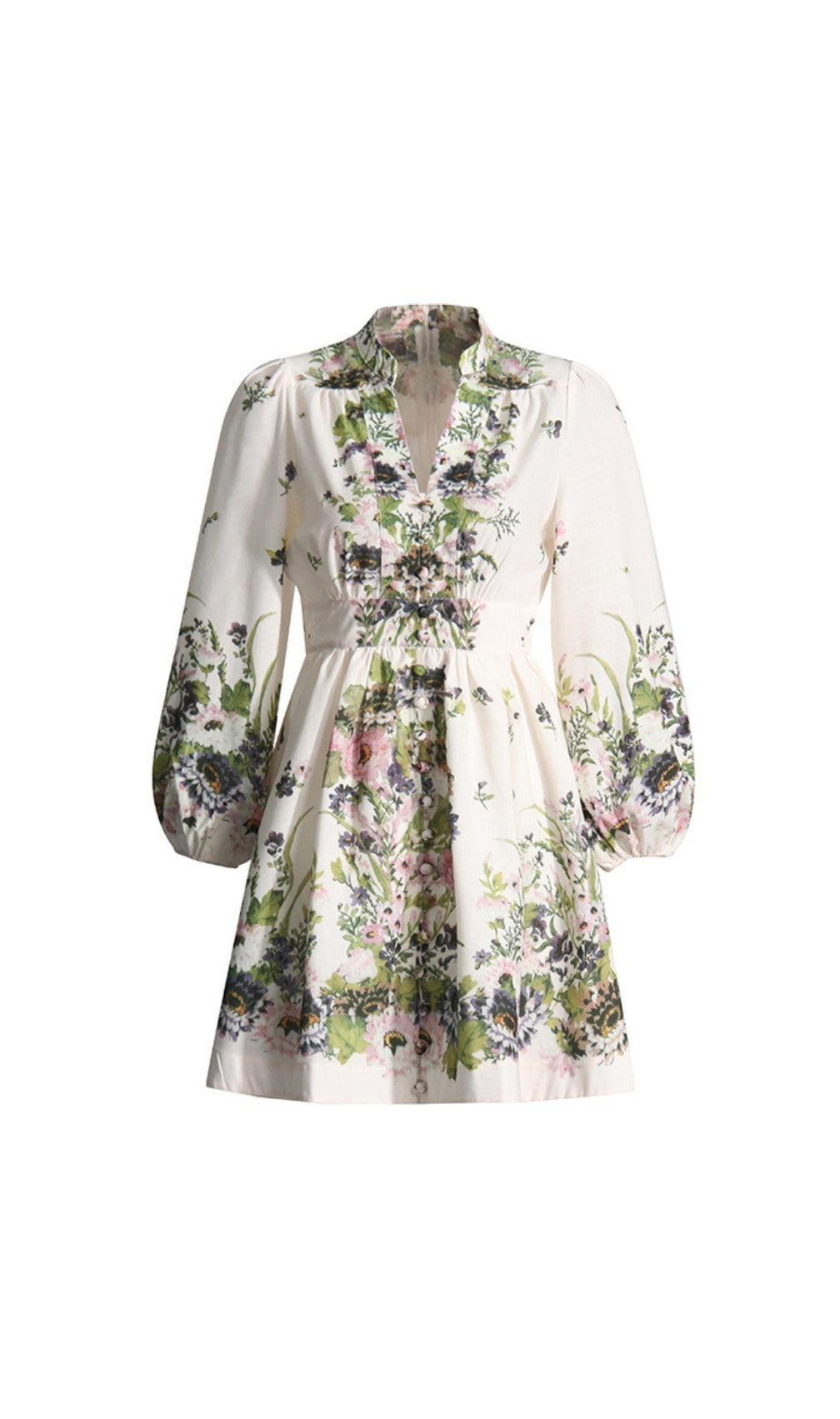 Edaline Floral Printed Long Sleeve Mini Dress