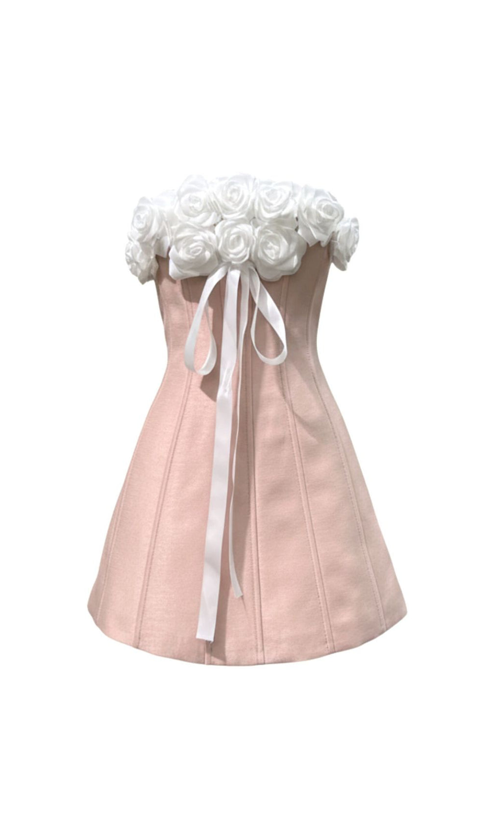 Blush Pink Floral Strapless Mini Dress - Elegant A-Line Party & Cocktail Dress