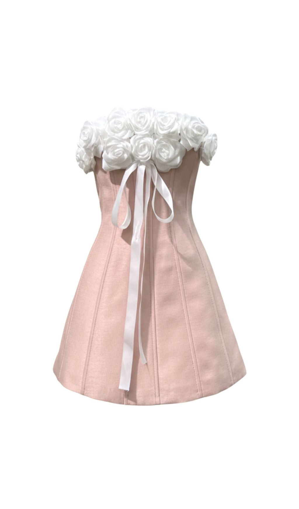 Blush Pink Floral Strapless Mini Dress - Elegant A-Line Party & Cocktail Dress