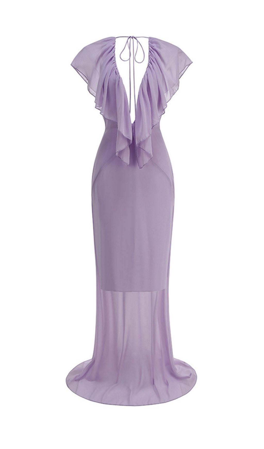 Simona Deep V-Neck Backless Maxi Dress in Purple