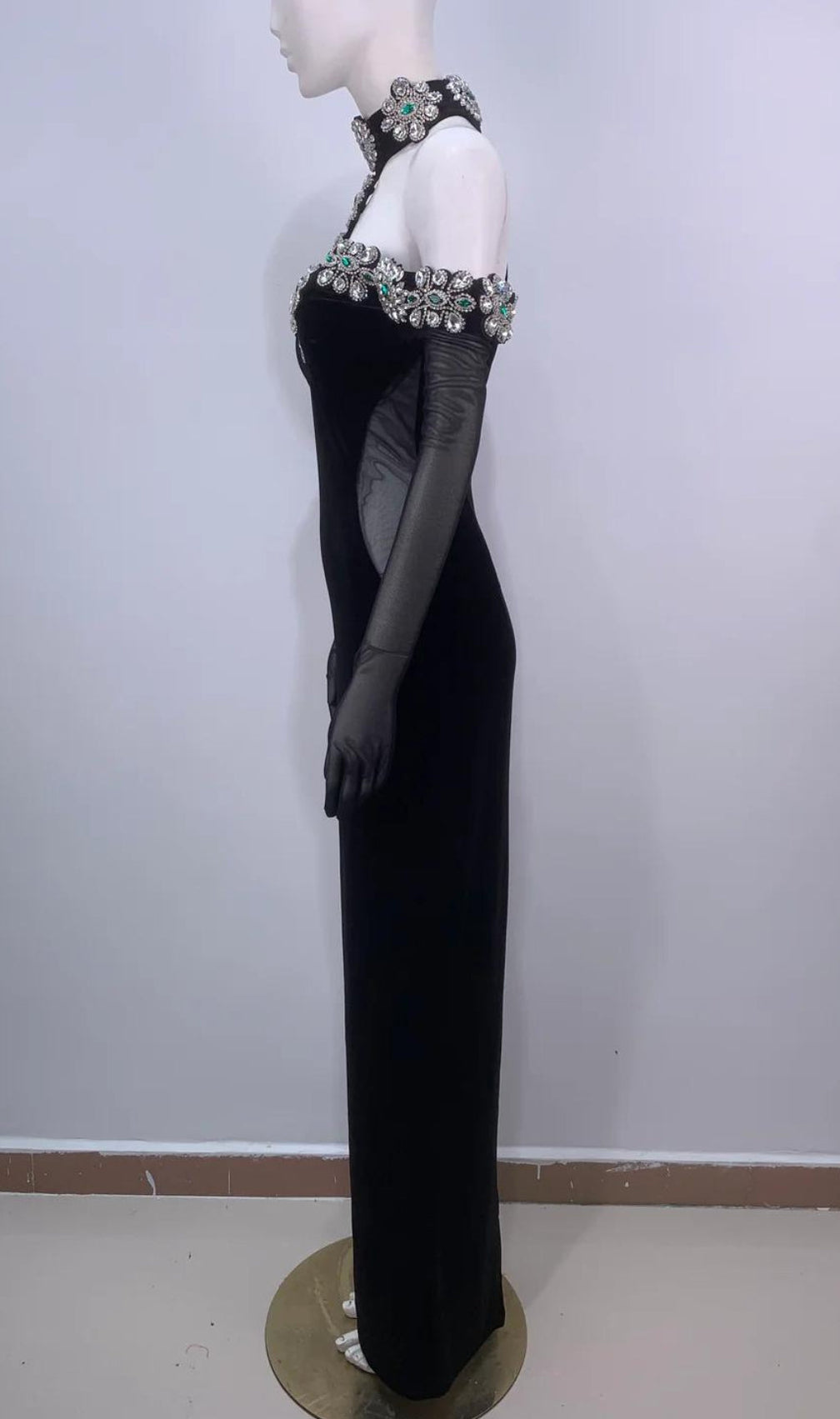 Banu Crystal Halter Maxi Bandage Dress