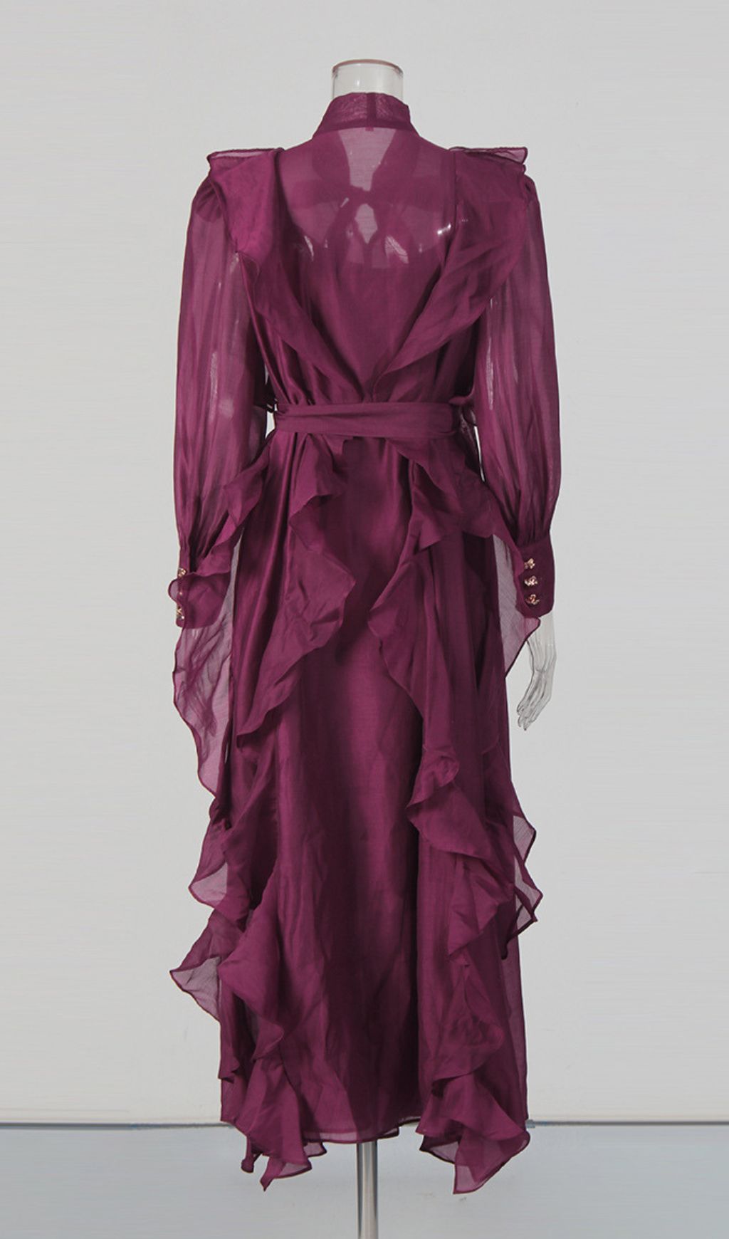 Isono "Enchantress" Purple Ruffled Maxi Gown - Elegant Long Sleeve Formal Dress