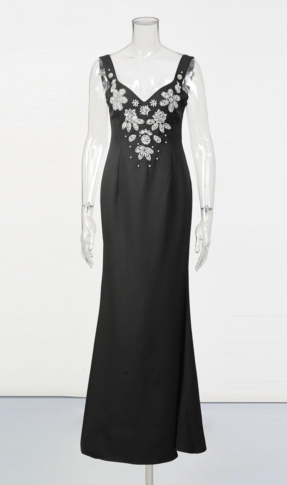 Ladonna Black Strappy Diamante Maxi Dress