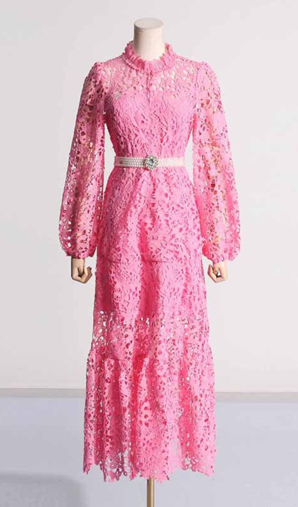 Tara Lace Embroidered Long Sleeve Midi Dress