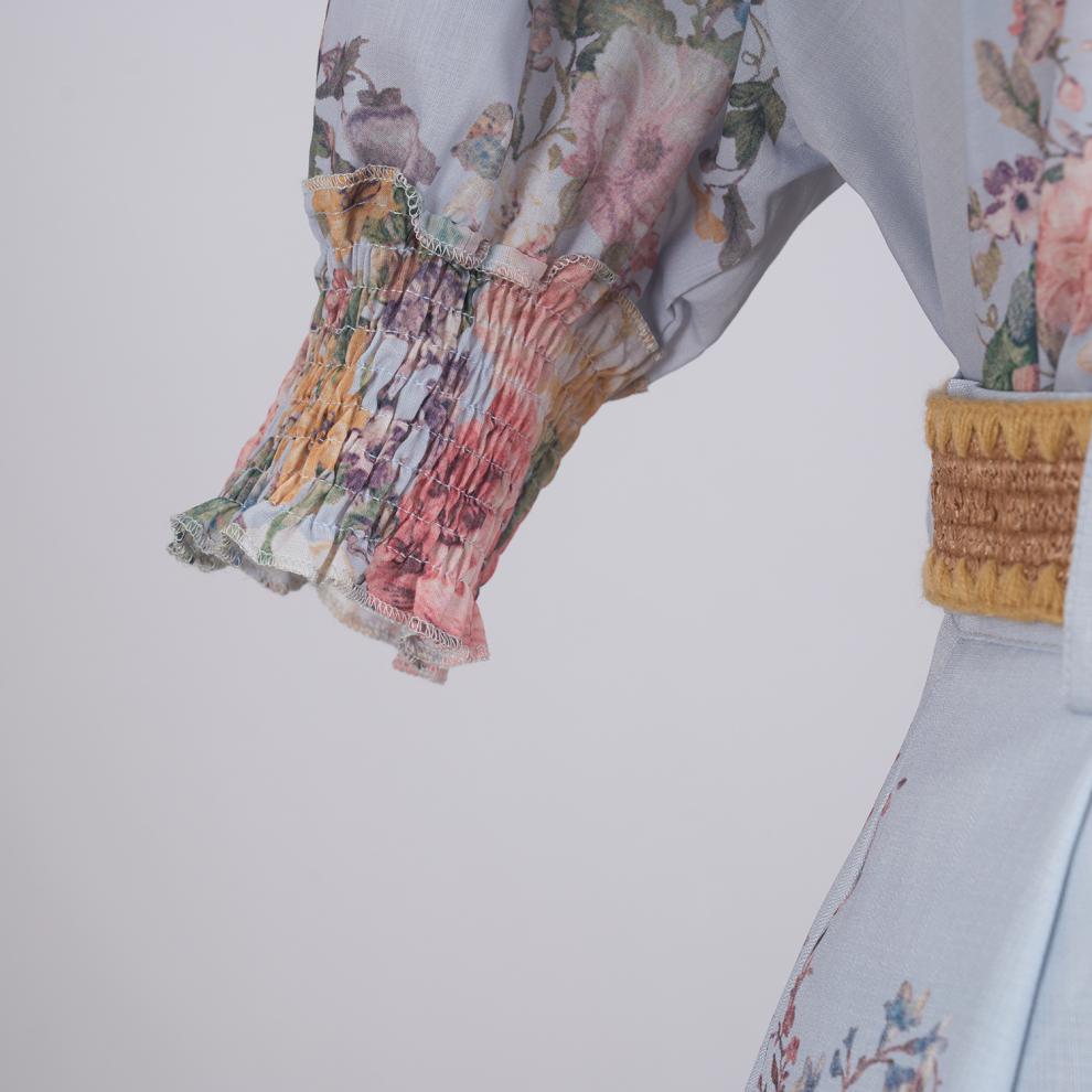 Glenna Flower Printed Blouse & Shorts Set